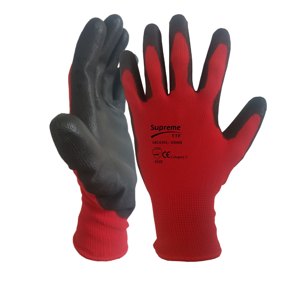 Red PU Coated Cut 1 Gloves 100RB – Size XL – Size 10