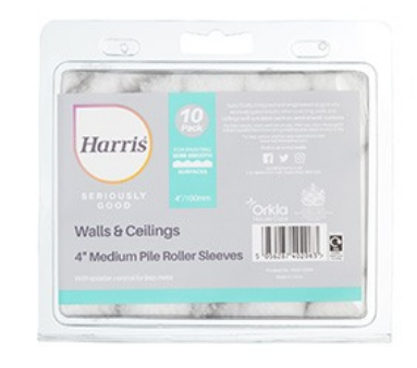 Harris Seriously Good Walls & Ceilings Medium Pile Mini Roller Sleeve 4in 10 Pack