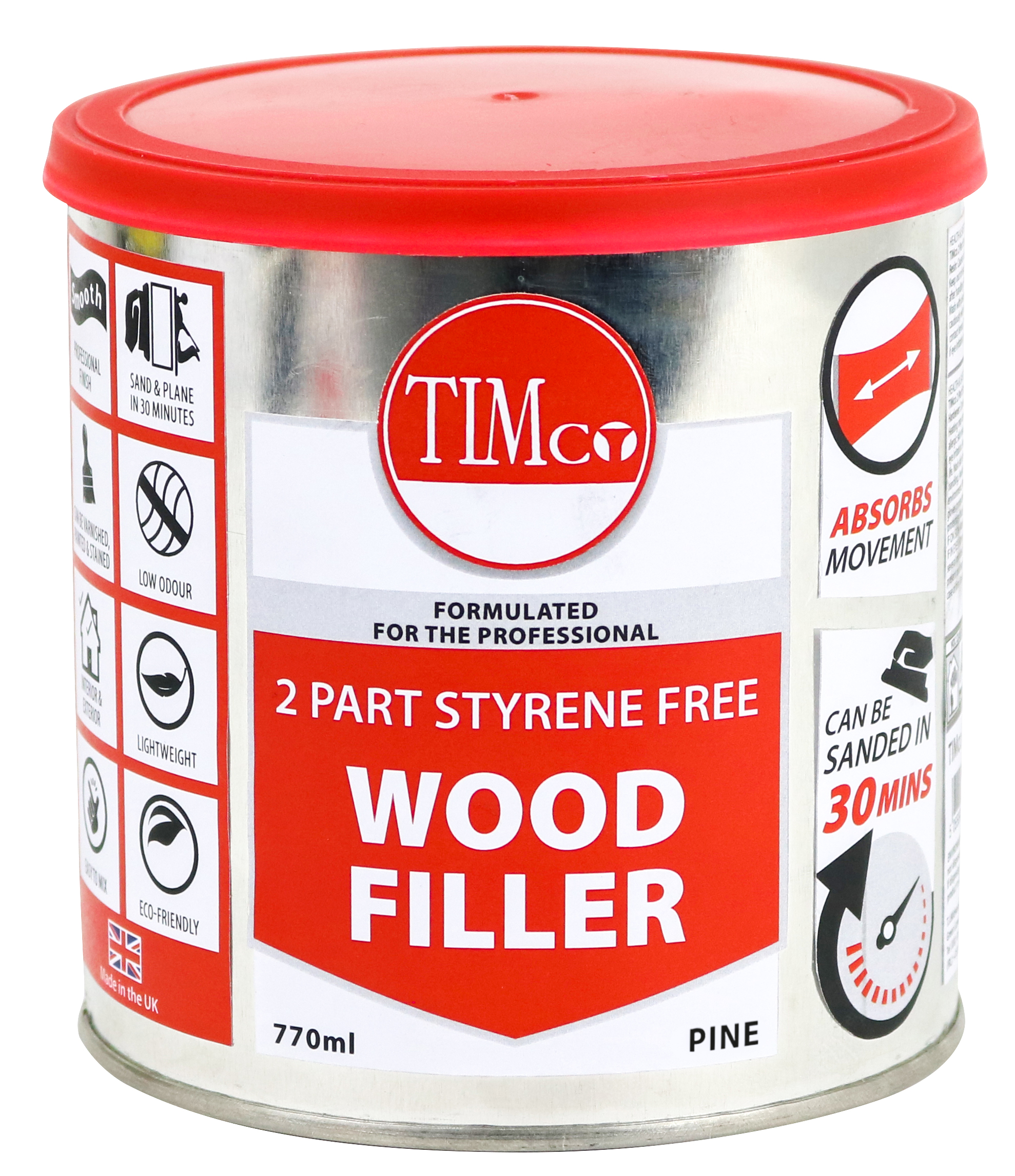 TIMco 2 Part Styrene Free Wood Filler - Pine - 770ml