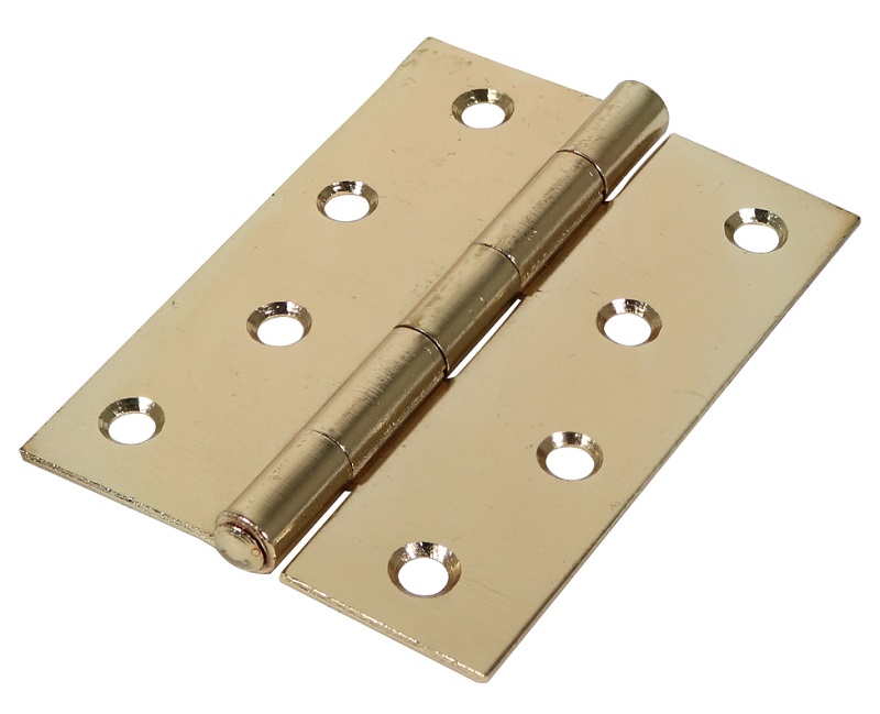 Veto Pair of Butt Hinges - Fixed Pin - Steel - Electro Brass - 100 x 70