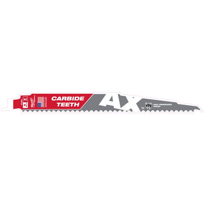 Milwaukee Heavy Duty Sawzall Blade Tct Ax 230 X 5 Tpi – 1pc (Wood With Nails)