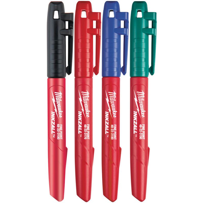 Milwaukee Inkzall™ Fine Tip Marker Assorted Colours (Pack Of 4)