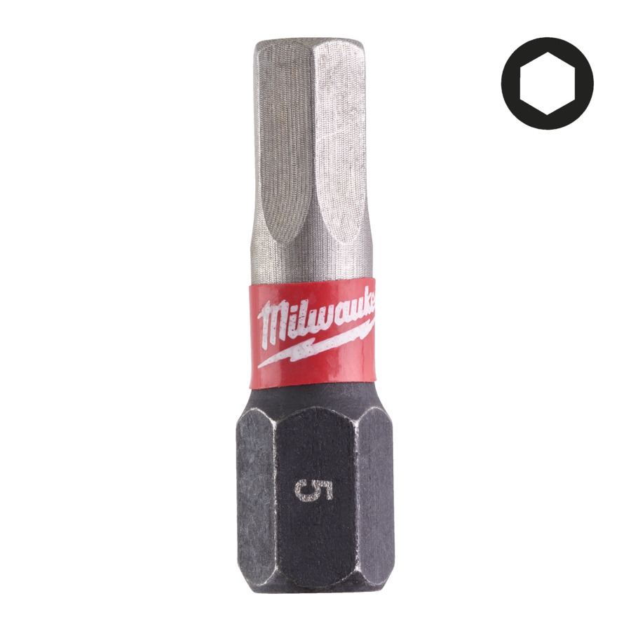 Milwaukee Impact Rated 5mm X 25mm Hex Screwdriver Bits – 2 Pcs