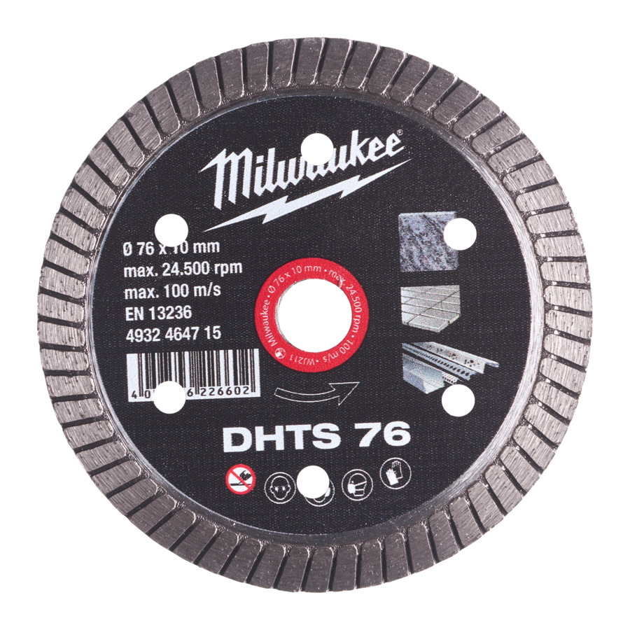 Milwaukee 76mm X 1mm Diamond Blade Dhts (10mm Bore)