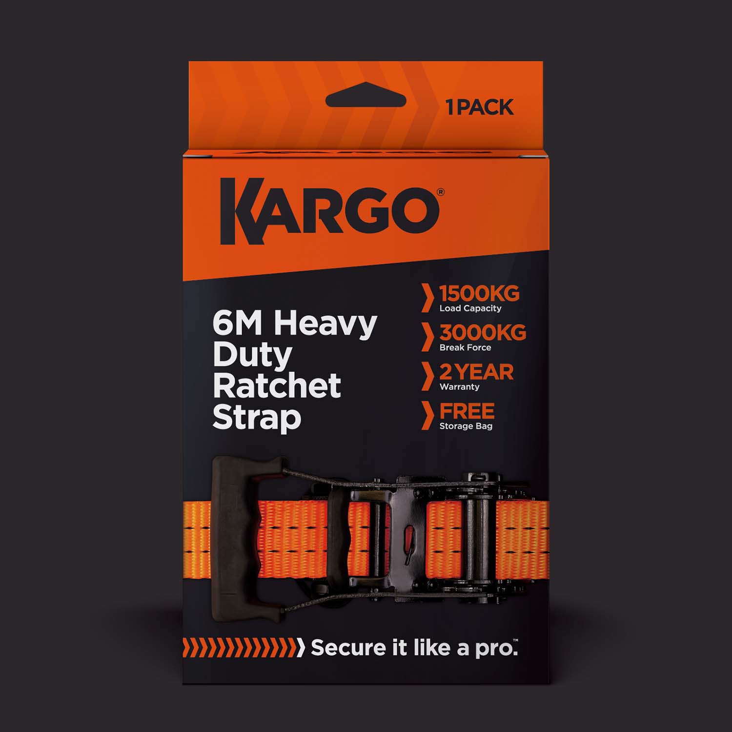Kargo 35mm x 6m Heavy Duty Ratchet Strap
