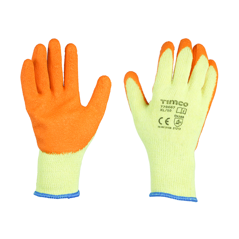 TIMco XL / Size 10 Eco-Grip Gloves - Crinkle Latex Coated Polycotton