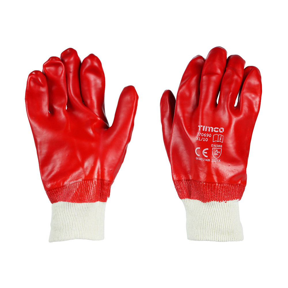 TIMco Size 10 / XL PVC Gloves - PVC Coated Cotton Interlock