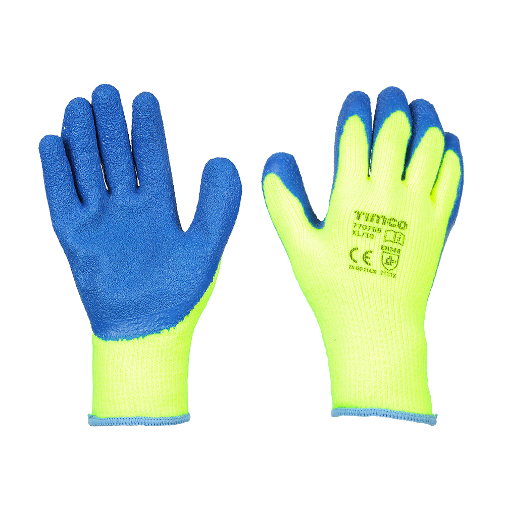 TIMco Size 10 / XL Warm Grip Gloves - Crinkle Latex Coated Polyester