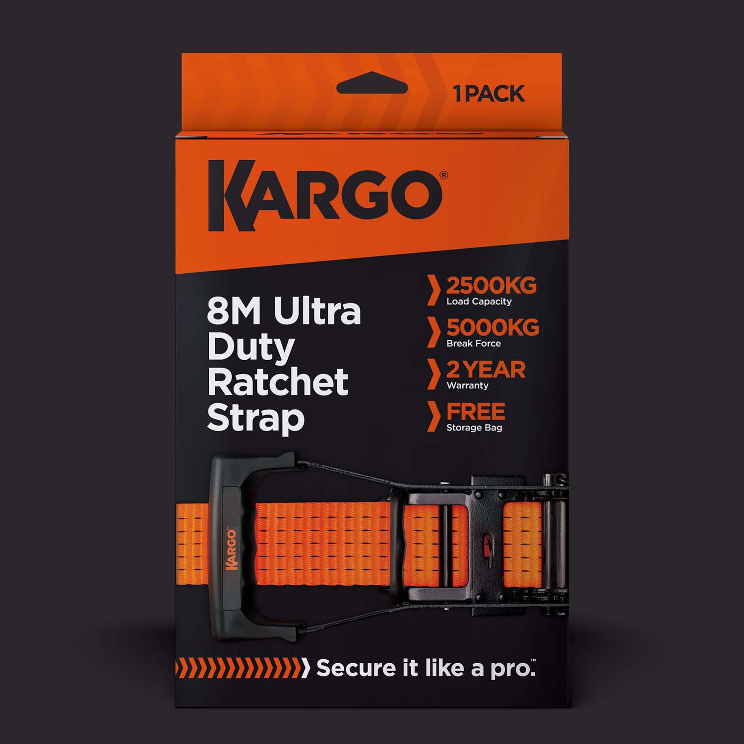 Kargo 50mm x 8m Single Ultra Duty Ratchet Strap
