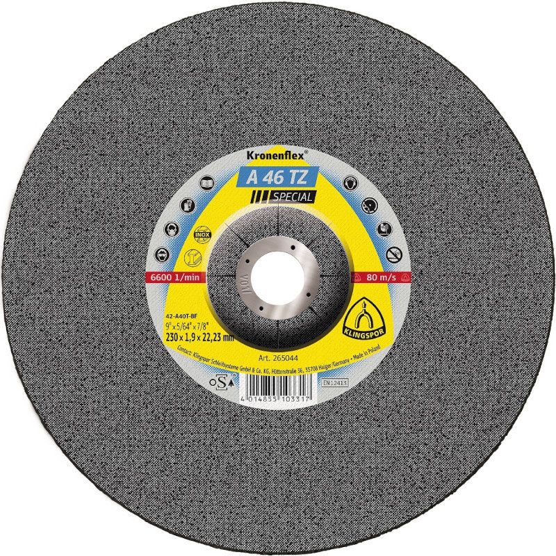 KLINGSPOR 230MM X 1.9MM X 22.23MM A 46 TZ SPECIAL KRONENFLEX SLITTING DISCS