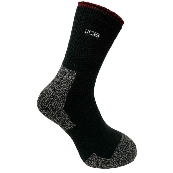 JCB Workwear Thermasocks With Extended Achilles Black/Grey Size 6 - 8.5