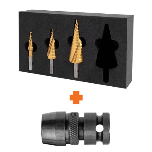 HMT VERSADRIVE IMPACT STEP DRILL SET + FREE 1/2" RAPID-LOCK IMPACT WRENCH ADAPTER