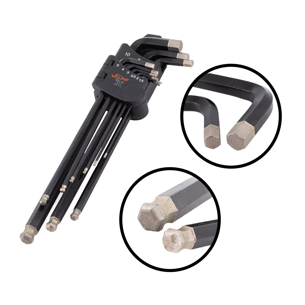 Vaunt X 9 Piece Metric Ball End Diamond Tipped Hex Key Set