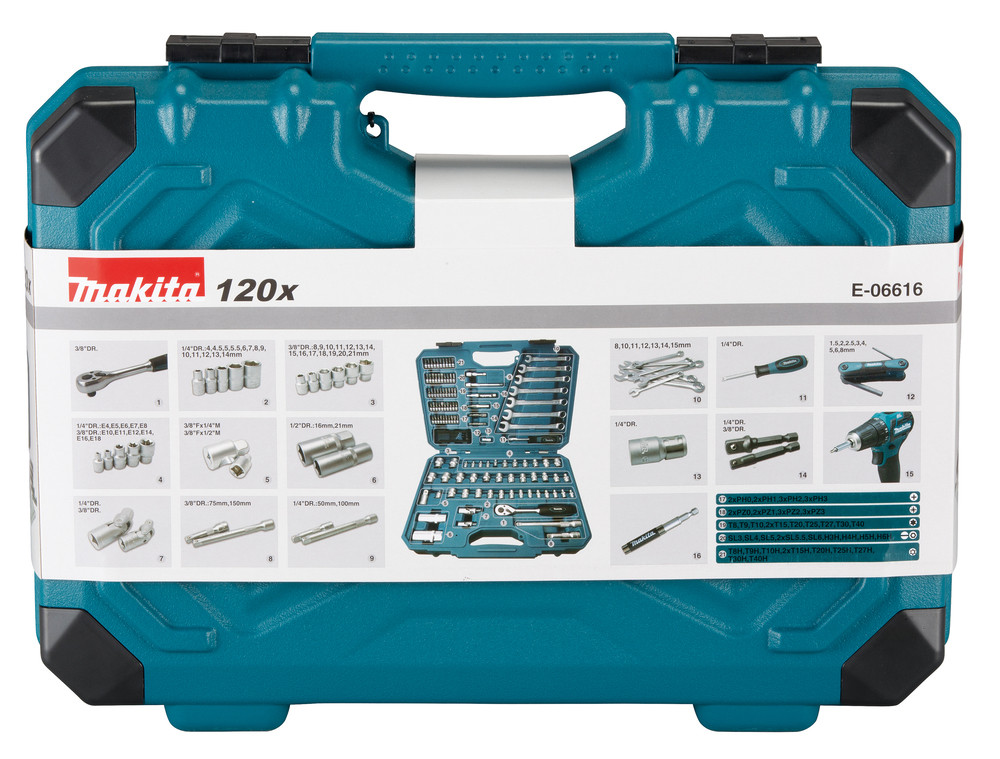 Makita120 Piece Hand Tool and Screw Bit Maintenance Set -   E-06616