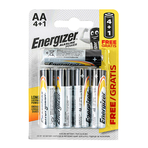 Energizer Alkaline Power AA Battery Pack of 4+1