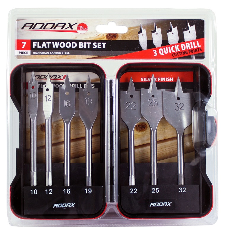 Addax 7pc Flat Wood Bit Set In A Case