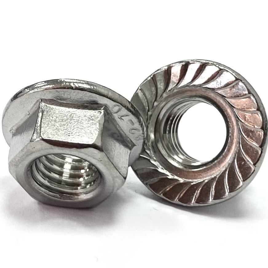 M4 Flange Serrated Hex Full Nuts A2 Stainless Steel (304)