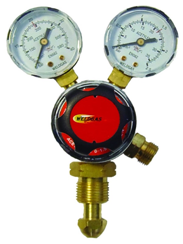 WeldGas Single Stage 2 Gauge Acetylene Regulator 1.5 Bar