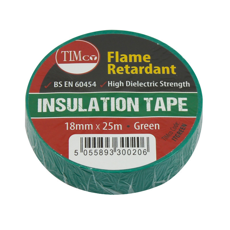 TimCo PVC Insulation Tape – Green – 25m x 18mm