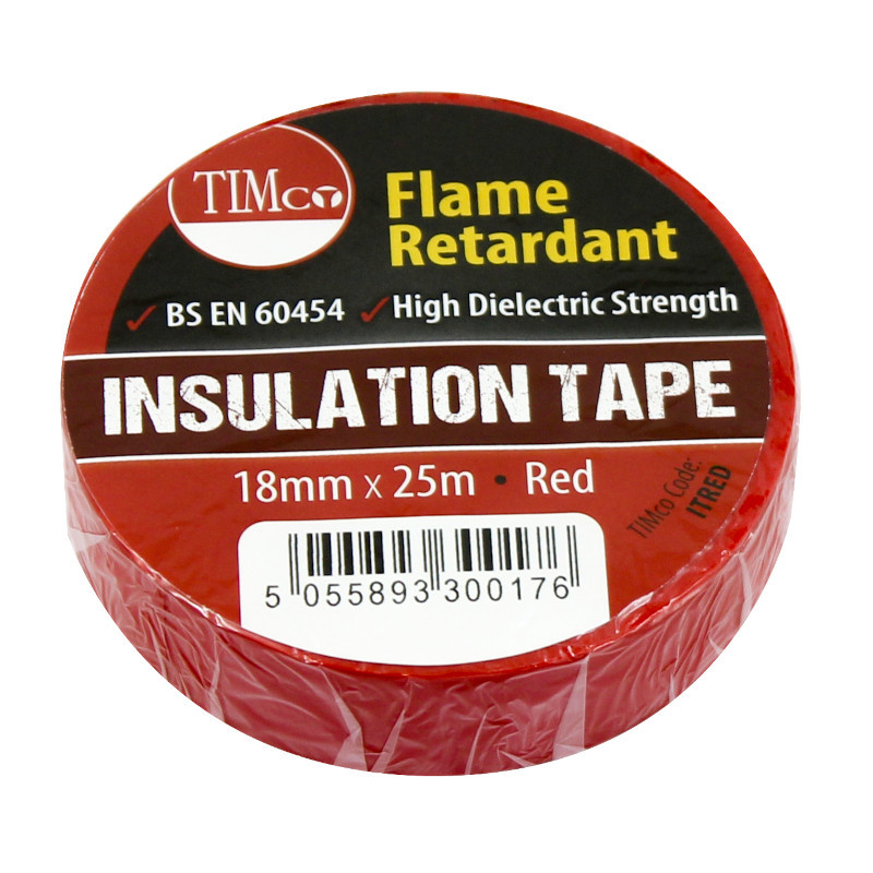 TimCo PVC Insulation Tape – Red – 25m x 18mm