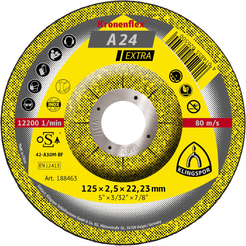 KLINGSPOR 115MM X 6MM X 22.23MM A 24 KRONENFLEX GRINDING DISCS