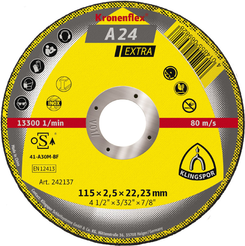 KLINGSPOR 115MM X 2.5MM X 22.23MM METAL CUTTING DISCS