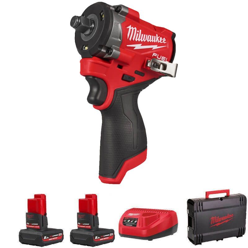 Milwaukee M12FCIWF12G3-502X M12 1/2" Impact Wrench - Gen 3 - W/ 2X 5AH M12 Batteries, Charger & Case