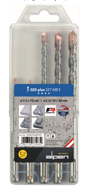 5pcs SDS+ DRILL SET   5-10MM   x 160MM