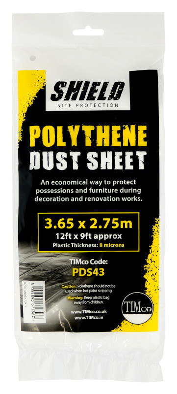TIMco Shield Polythene Dust Sheet - 3.65M x 2.75M