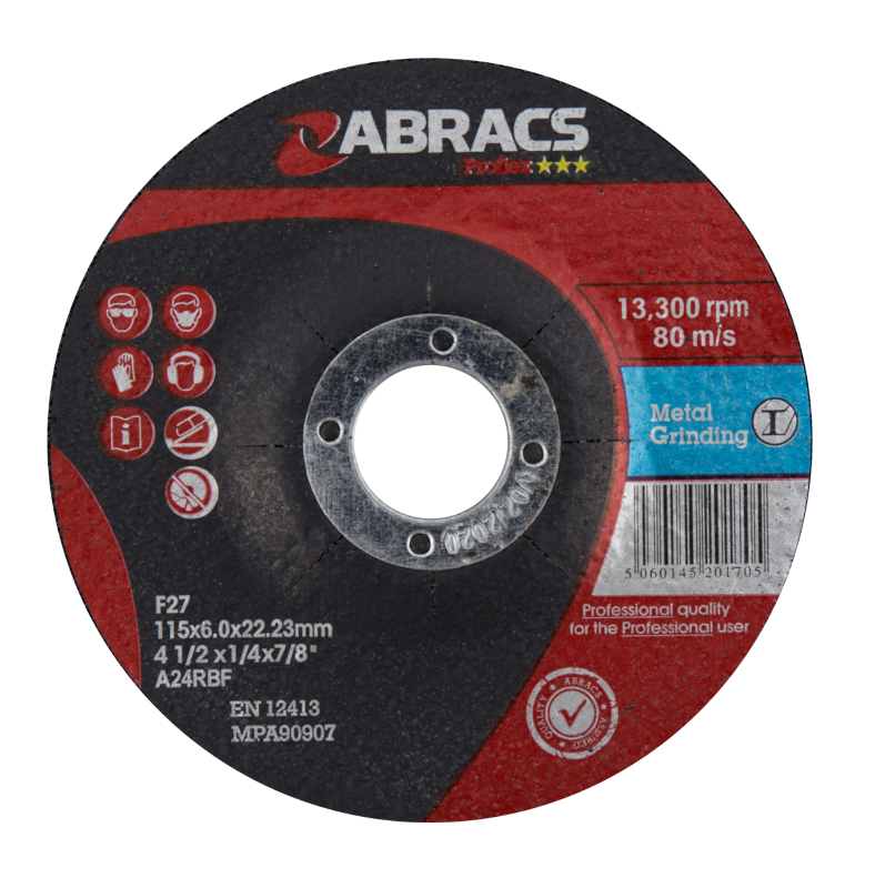 Abracs Proflex 115mm x 6mm x 22mm DPC Metal Grinding Disc