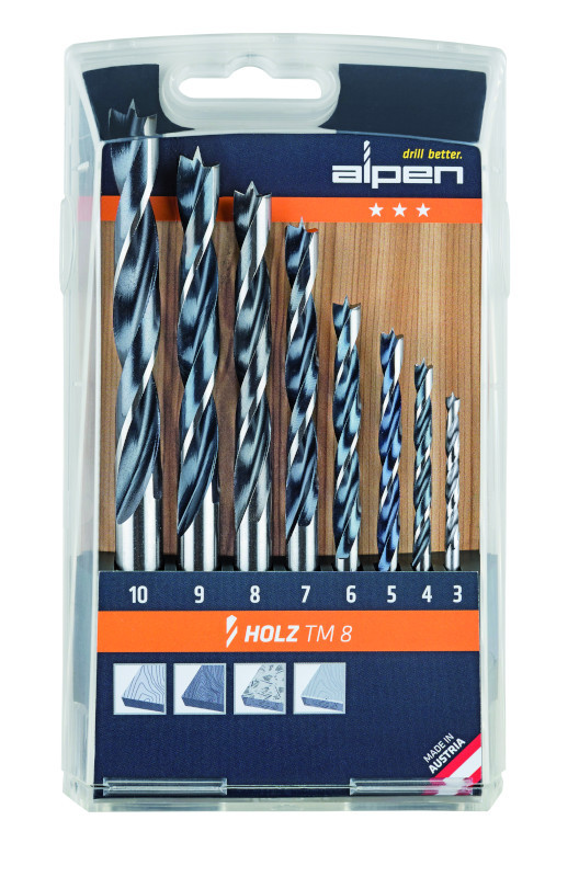 ALPEN 8PC WOOD DOWEL DRILLS CV PACK OF 8